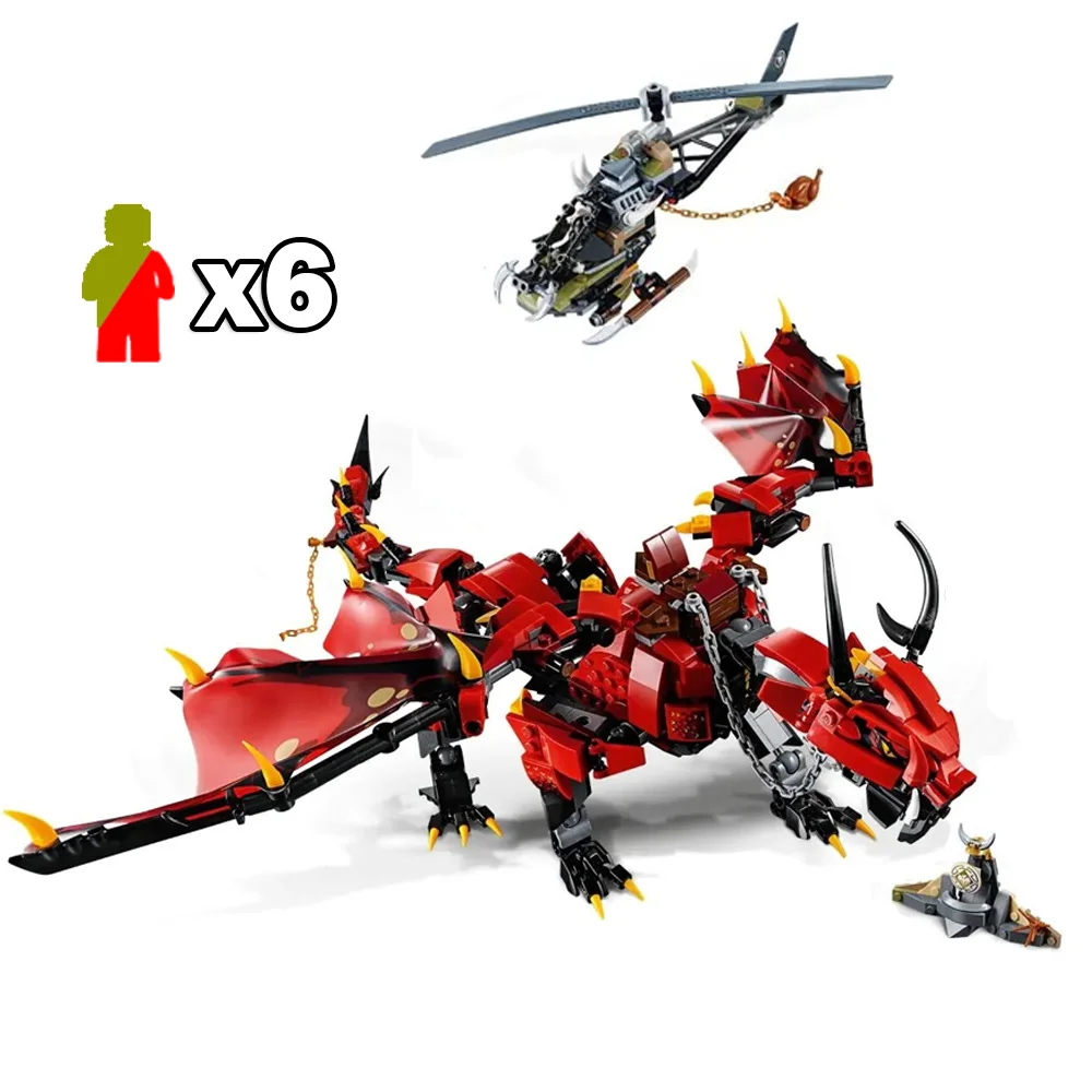 

Ninja Series Firstbourne Flame Spy Dragon 70653 Moc Ideas Building Blocks Bricks Model Kit Compatible 06081 Childre Toy 940PCS