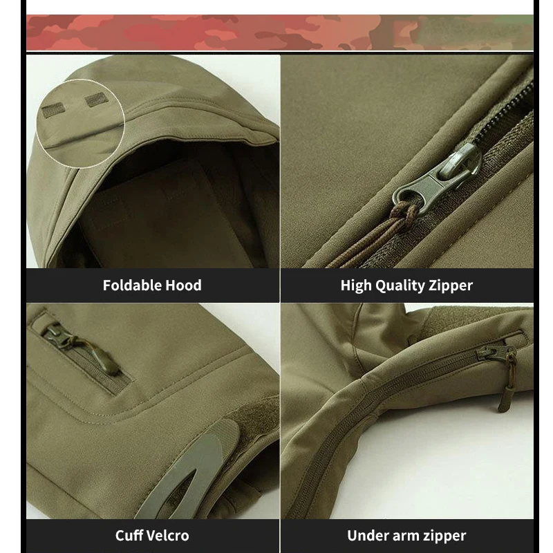 Уличный теплый комплект из кожи акулы камуфляжное плюшевое утолщенное пальто