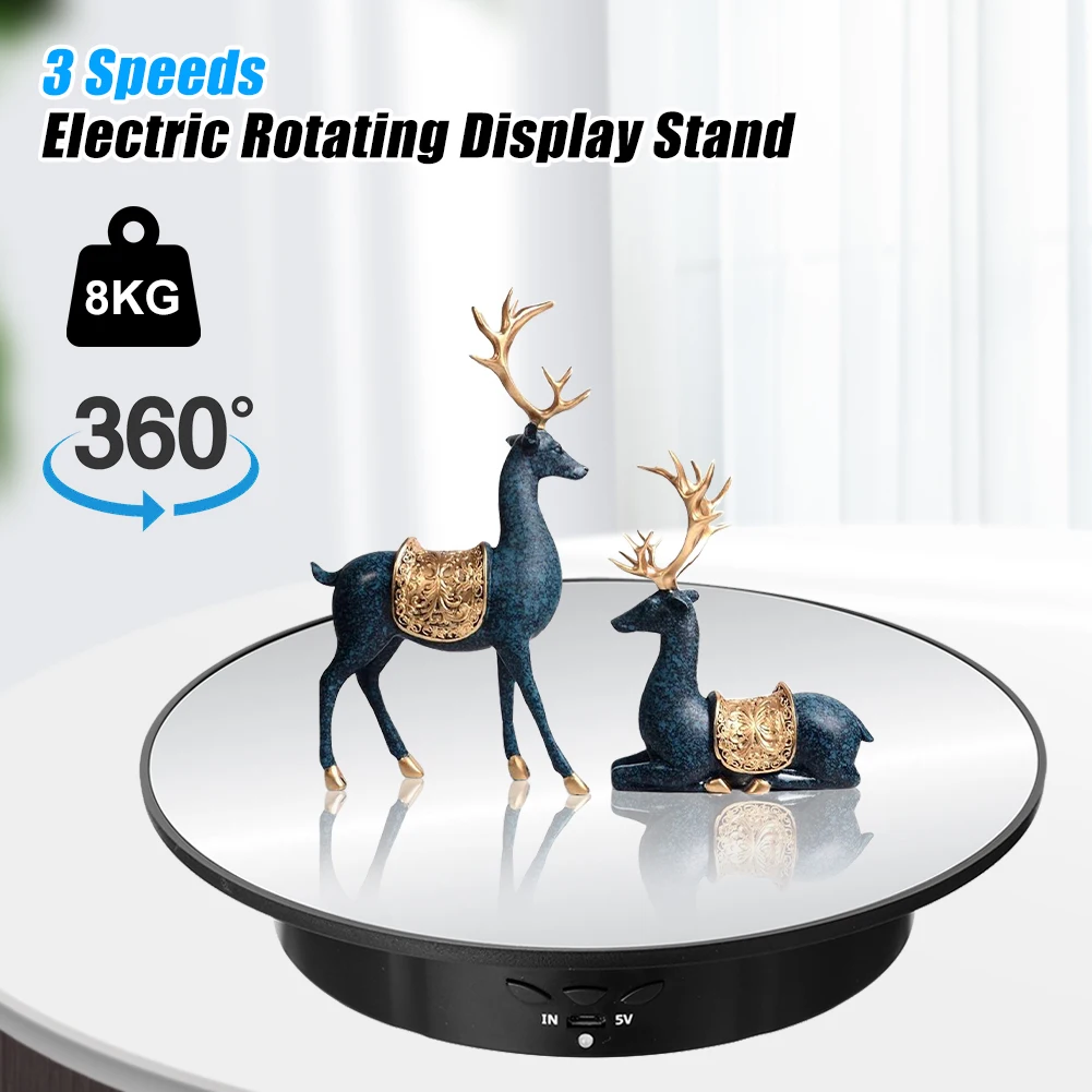 

3 Speed Electric Rotating Display Stand 360Degree Turntable For Photography Video Shooting Props Jewelry Holder Home Decor Stand