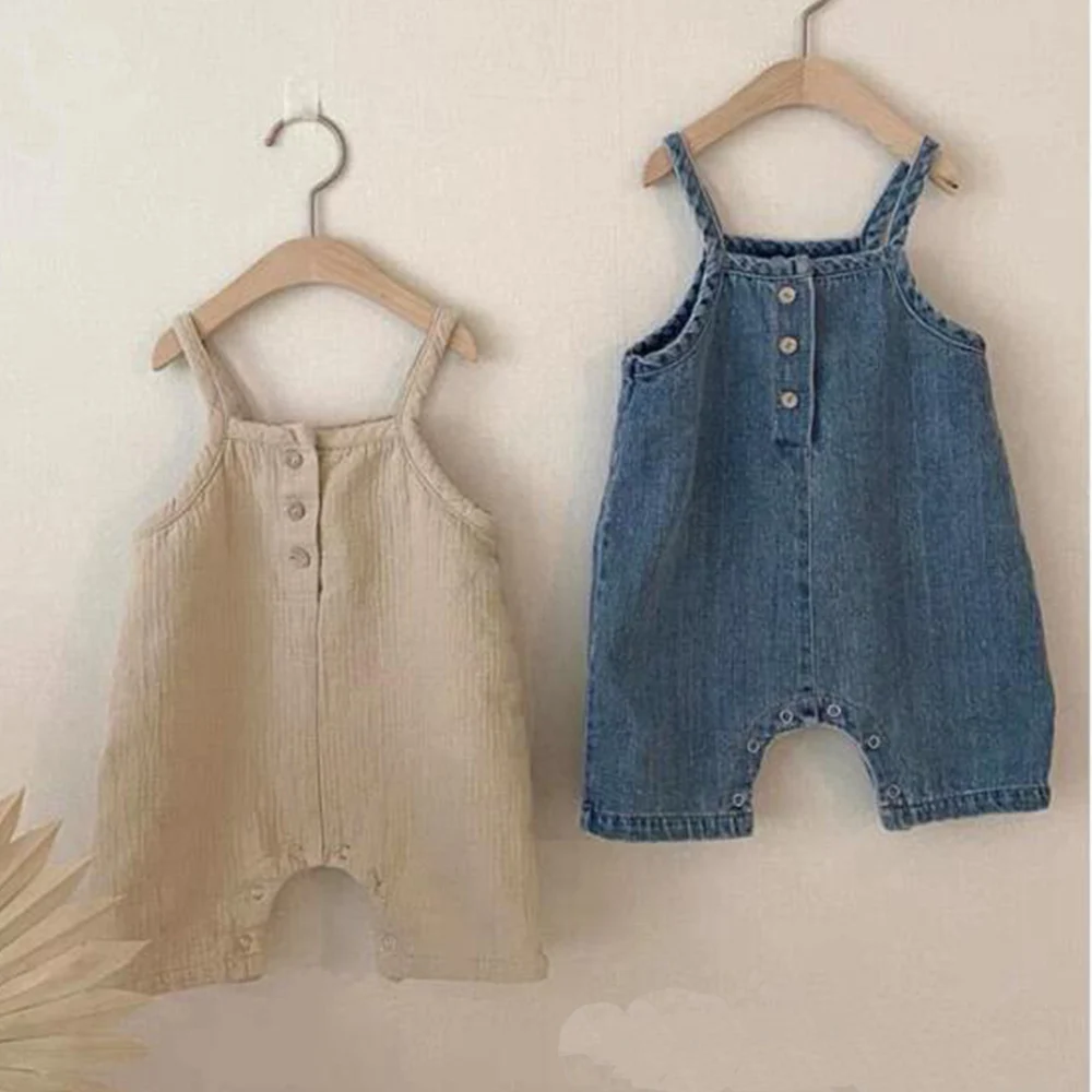 

Baby Boy Denim Overalls Spring Autumn Solid Color Cotton Casual Loose Infant Clothing Unisex Kids Girls Pants