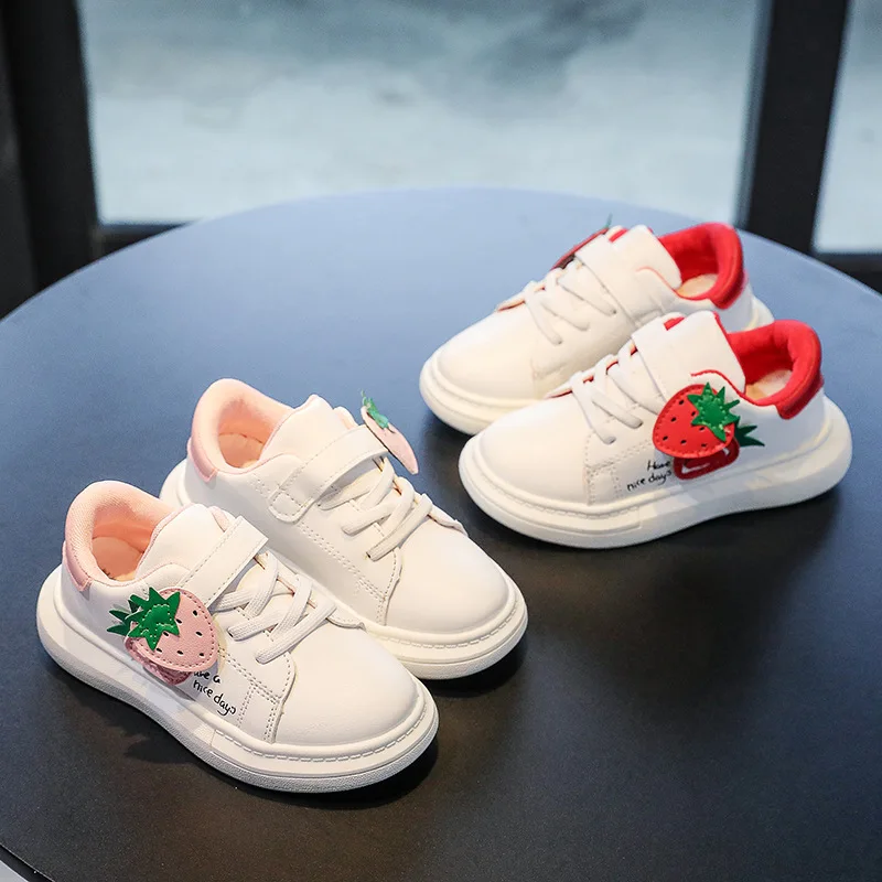 

Children's Shoes Children's Small White Shoes 2023 New Soft Sole Sports Shoes Girl Casual Single Shoes Low Top Plush Board Shoes