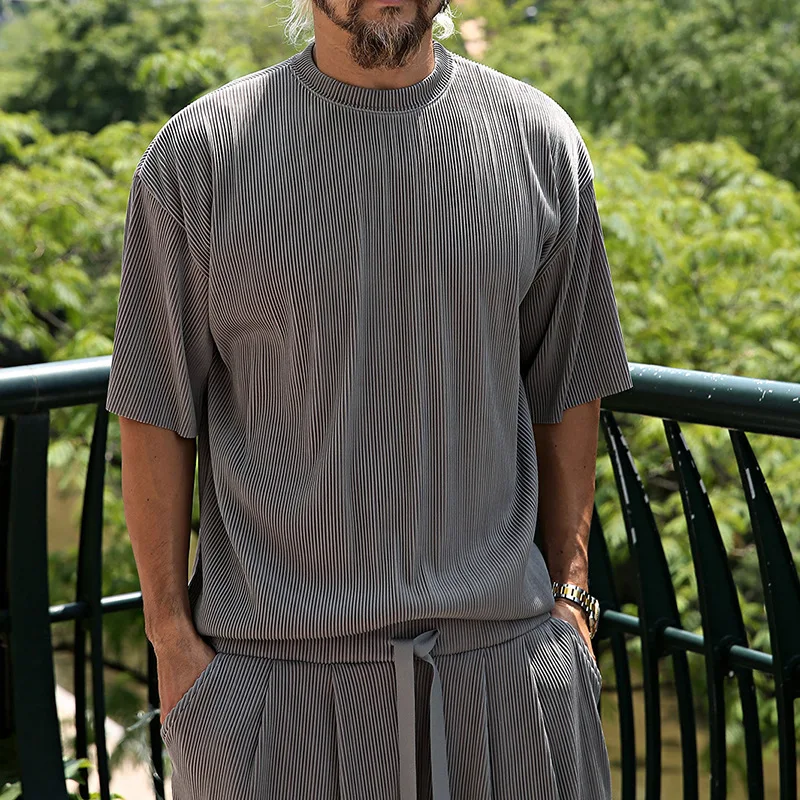 Casual Short Sleeved Shorts Men's Set, Personalized Solid Color Sports Set, Slim Fitting Summer Men's Set Tracksuit  sweatpants