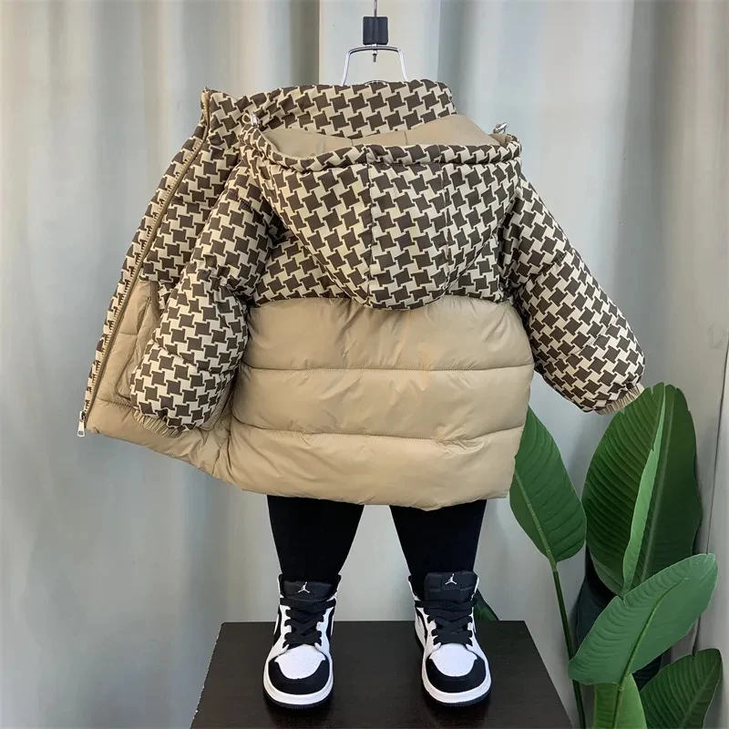

Boys Down Jacket Thick Cotton Jacket New Winter Children's Baby Hooded Coat Thick Cotton Jacket Overcoat Outwear