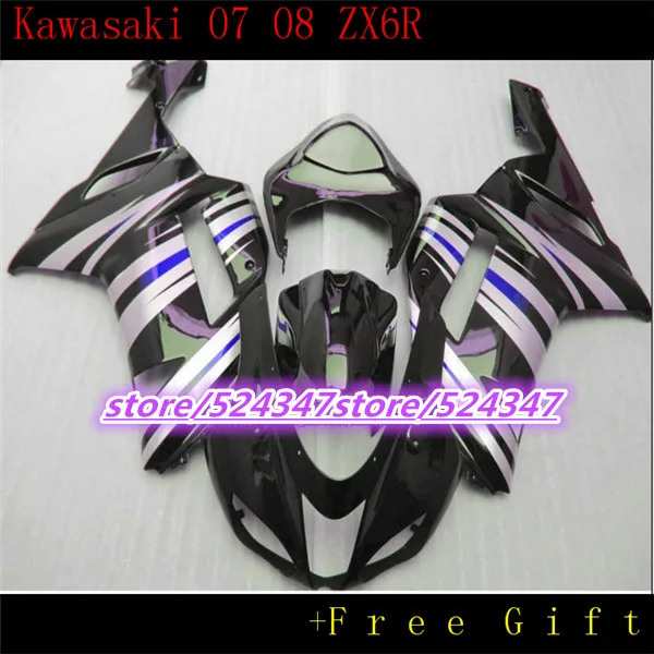 

Hot sell blue black kawasaki fairing 2007 2008 For ninja ZX6R 07, 08 racing motorcycle parts-Fei