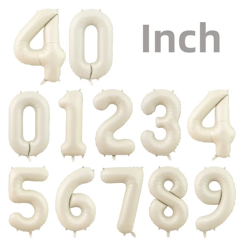 

40inch Caramel Cream Number Foil Balloons 1st 3st Happy Birthday Party Decor Figure Ballon Wedding Baby Shower Decor Air Globos
