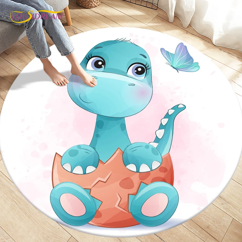 

Cartoon Cute Dog Bunny Dinosaur Area Rug,Round Carpet Rug for Living Room Bedroom,Kids Play Crawling Soft Non-slip Floor Mat