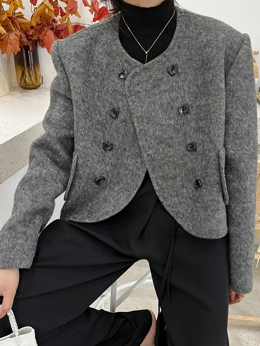 Женское двухбортное шерстяное пальто Xiaoxiangfeng