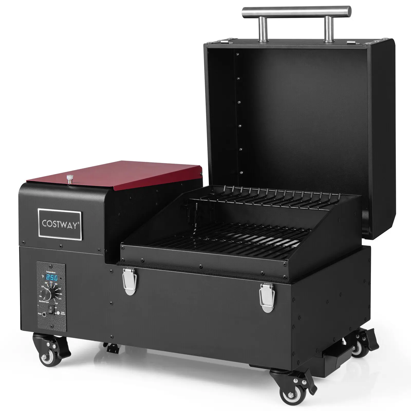 

Costway Electric древесные гранулы для гриля & Smoker с температурным зондом и запираемыми колесами