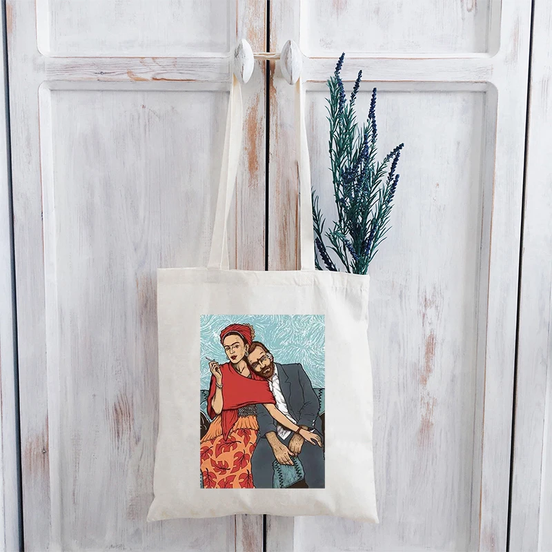 

New Shopping Bag Women Eco Canvas Shoulder Bag Reusable Shopping Bags Cute Graphic Tote Harajuku Shopper Bag