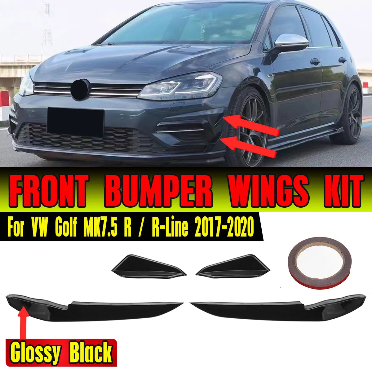 

Высококачественный автомобильный передний бампер, боковые уголки, спойлер, разделитель, отделка для Volkswagen, для VW Golf 7,5 MK7.5 GTI R Rline 2017-2020