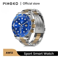 pingko aw12 smart watch men bluetooth call message display diy wallpaper heart rate blood pressure sports waterproof smartwatch