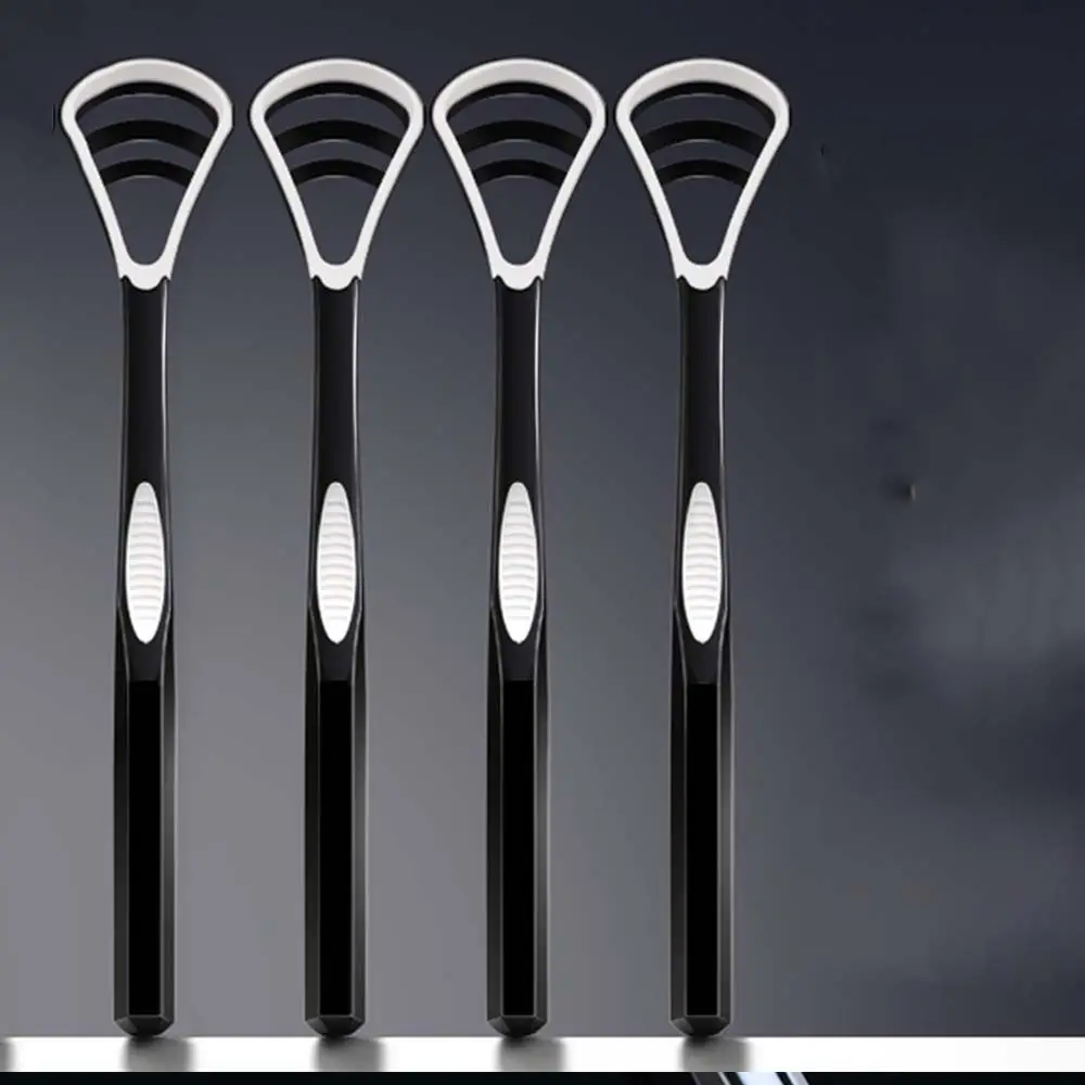

Fashion Soft Reusable Oral Cleaner Durable Non-slip Silicone Tongue Scraper White Black Double-sided Fresh Breath Tongue Brush