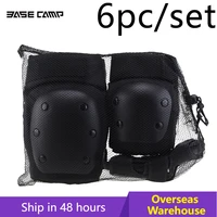 base camp 6pcs protective gear set skating helmet knee pads elbow pad wrist hand protector for adult cycling skateboarding