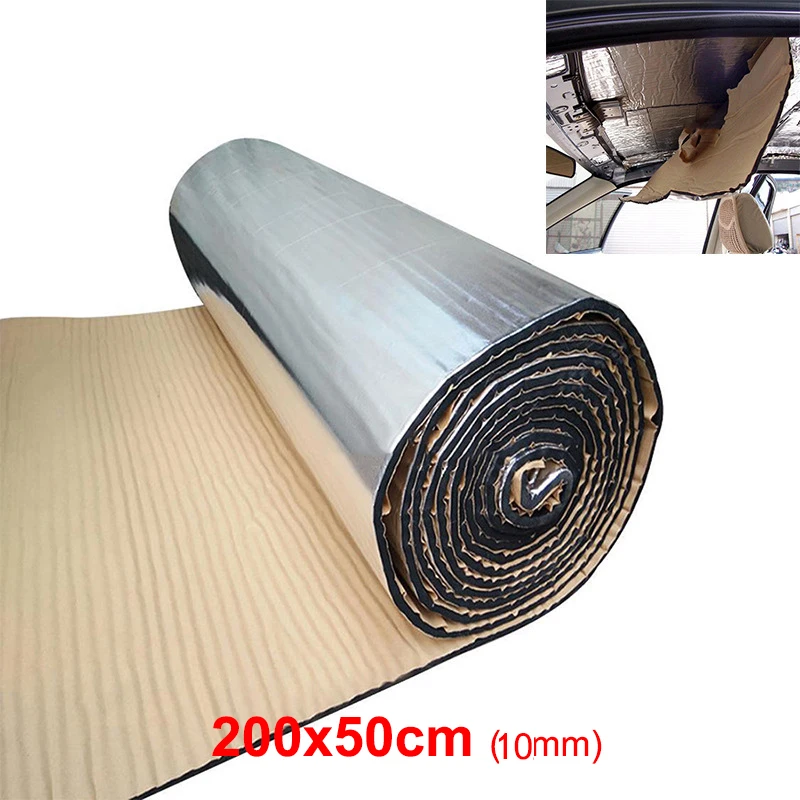 

10mm 50*200CM Aluminum Foil Sound Deadener Insulation Mat Noise Heat Shield Car Deadening Foam Cotton Soundproof Accessories