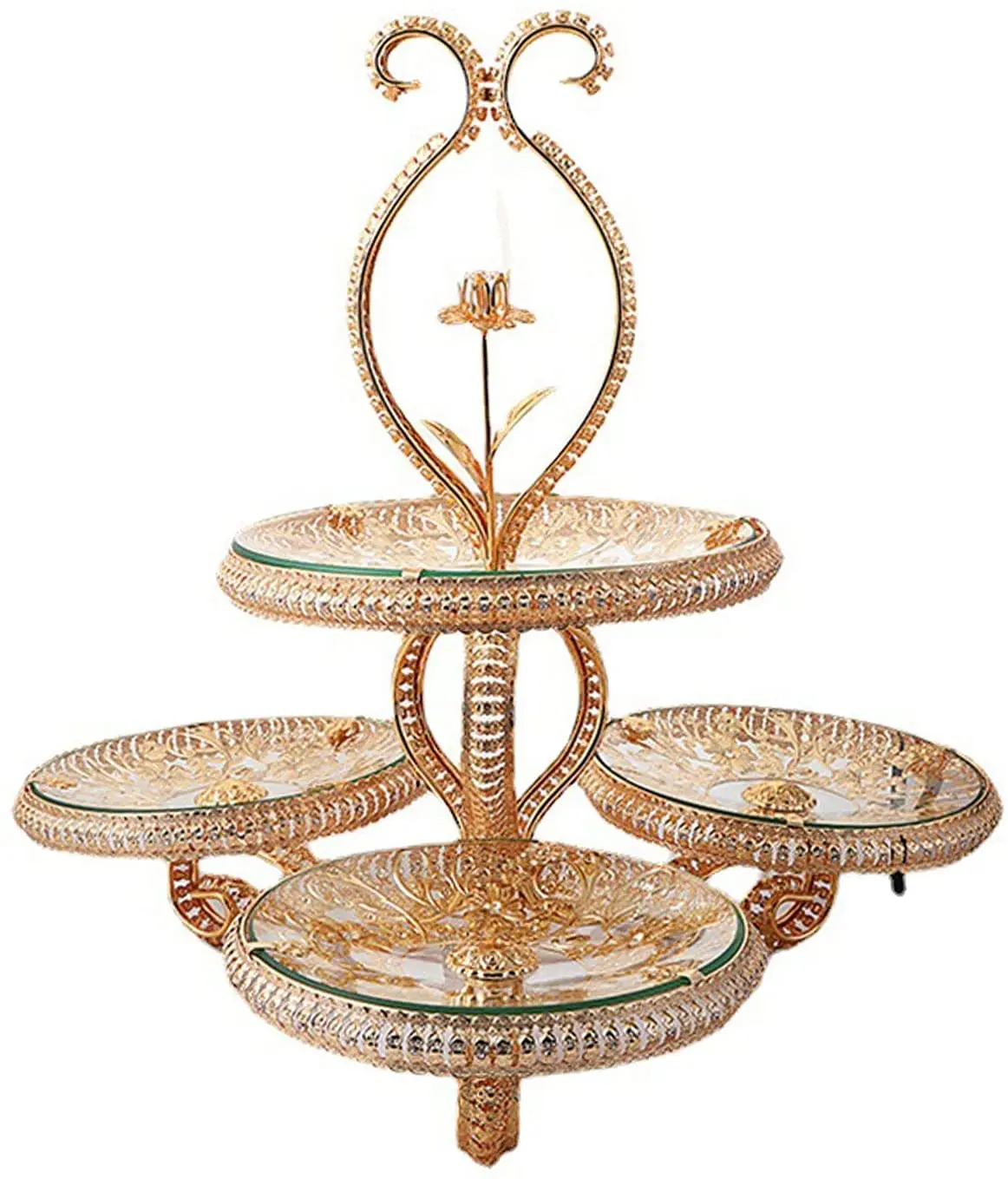 

4-Tier Cupcake Stand Cake Dessert Wedding Event Party Display Iron & Glass Tray