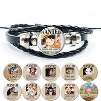 one piece new product hot selling series anime characters bounty poster pattern personality time gem leather bracelet