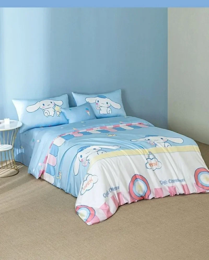 

New Tencel skin-friendly home textile Cinnamoroll double bed bedding Sanrio A-level anime cartoon sheets quilt cover bedclothes