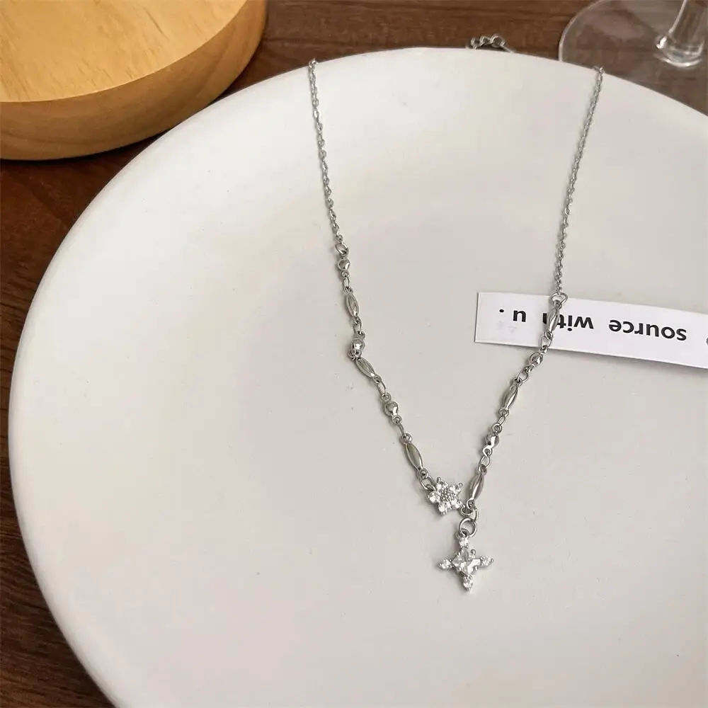 Модное шикарное ожерелье серебряного цвета с крестом в виде снежинки для женщин