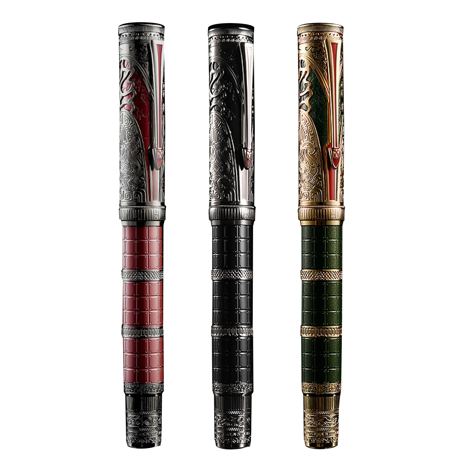 

Hongdian D5 Fountain Pen Qin Dynasty Series F Nib Exquisite Engraved Retro pens for Calligraphy Piston filling office supplies