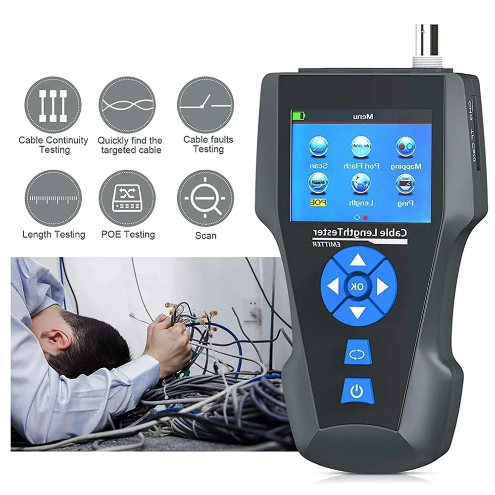 Фото NOYAFA NF-8601S Кабельный тестер с функцией PoE/PING Тестер для измерения локальной сети Измерительная длина Тестер схемы развода Трекер сетевого кабеля №5
