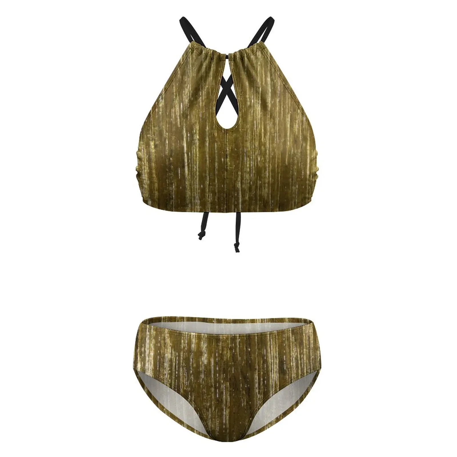 Купальник-бикини с металлическими полосками трендовый Регулируемый купальник