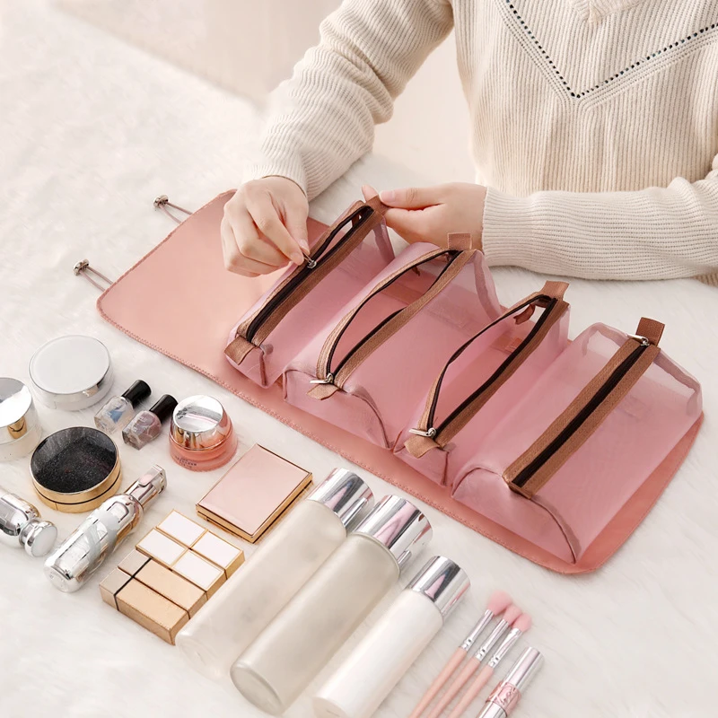 

Cosmetic Pouch Bag Travel Foldable Nylon Multifunctional Organizer Portable Bag Bag Hanging Wash Women Toiletry Storage Makeup