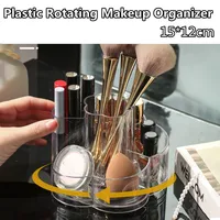 Plastic Rotating Makeup Rack 6 Lattices Makeup Brush Organizer Lipstick Box for Nail Polish/Beauty Egg/Lip Gloss Storage Case