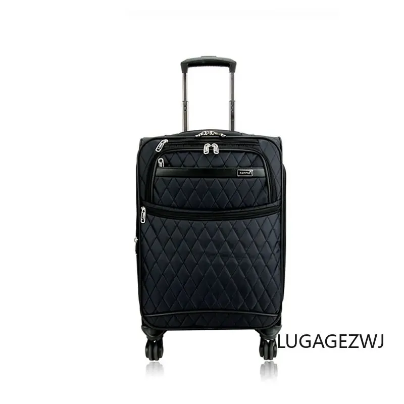 

Diamond Pattern Expandable Leisure Roller Trolley Case Women's Retro Travel Luggage Small Carry On Cabin Large Capacity Suitcase
