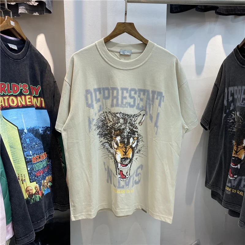 

Мужская Винтажная футболка с коротким рукавом, из плотной ткани