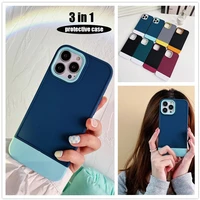 luxury 3 in 1 armor bumper phone case for iphone 13 12 11 pro max xr xs x 8 7 6 6s plus se 2020 2022 soft shockproof back cover