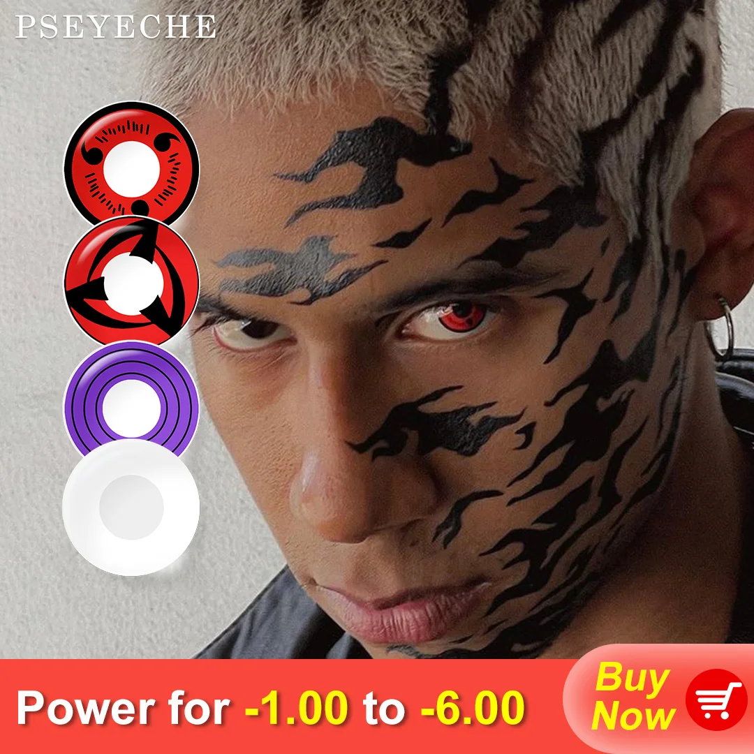 

Myopia Contact Lenses Prescription Lens for Vision Correction Halloween Lenses with Degree White Sharingan Contacts with Diopter