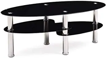 

Tier Oval Tempered Glass Coffee Table, Black