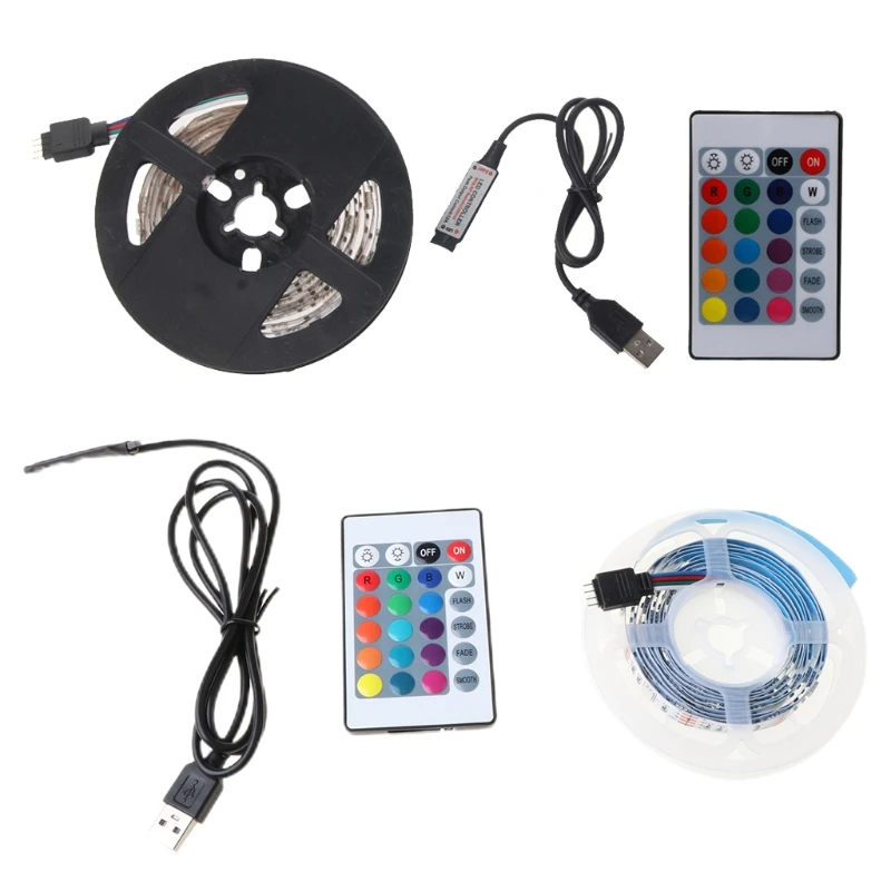 

DC 5V USB 30 LED/m 5050 RGB Non Waterproof Flexible LED Strip Light TV Back Lighting+24 Key Remote