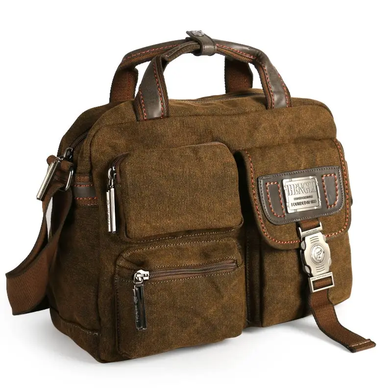 

Vintage Leisure Toolkit Classic Canvas Resistant Multifunction Bags Package Men Wear Briefcase Briefcase Ruil Retro