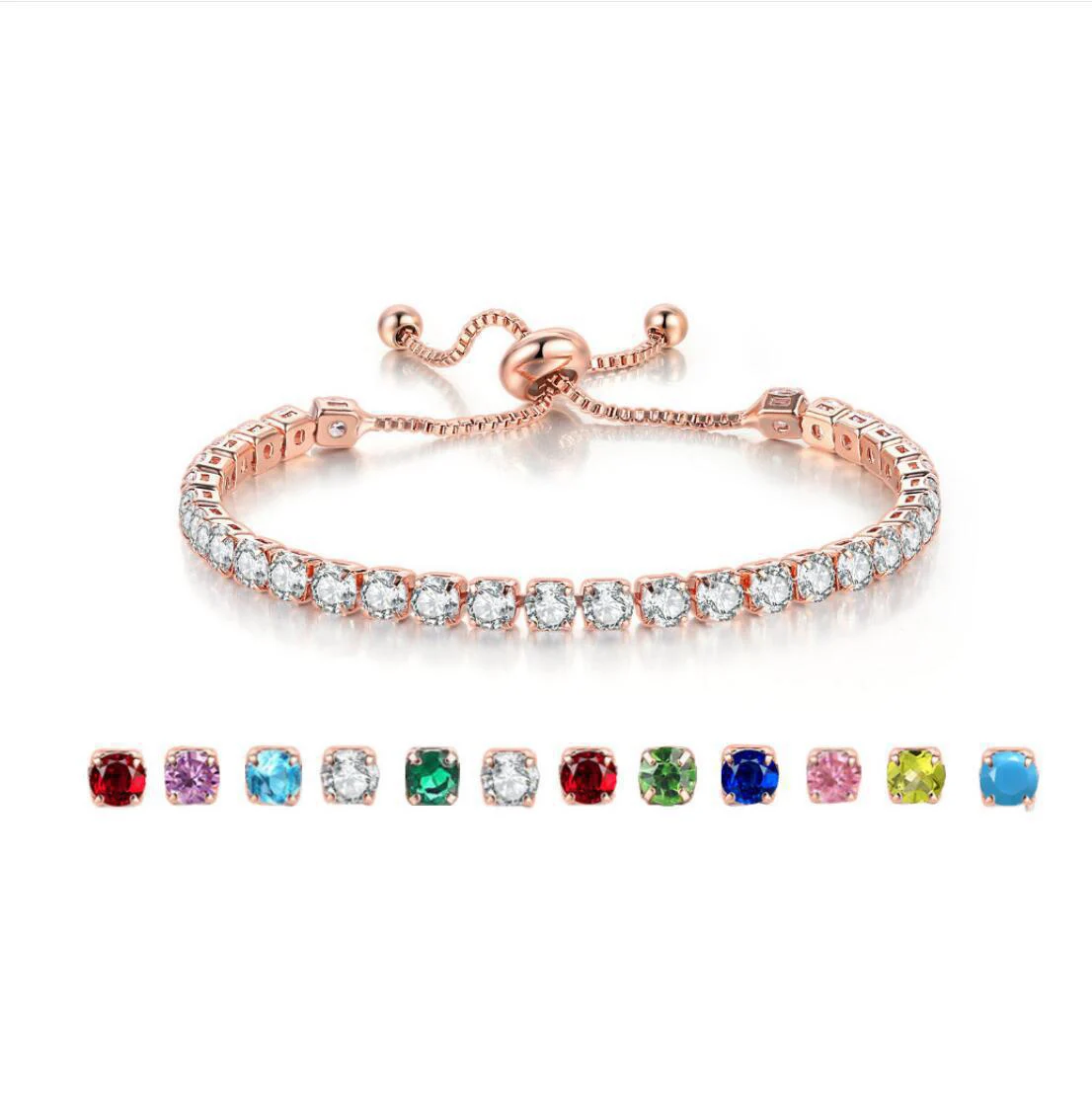

KADRUFI 4mm Zircon Single Row Adjustable Crystal Birthday Bracelet Women Simple Luxury Femme Bracelet Jewelry Bride Free Gift