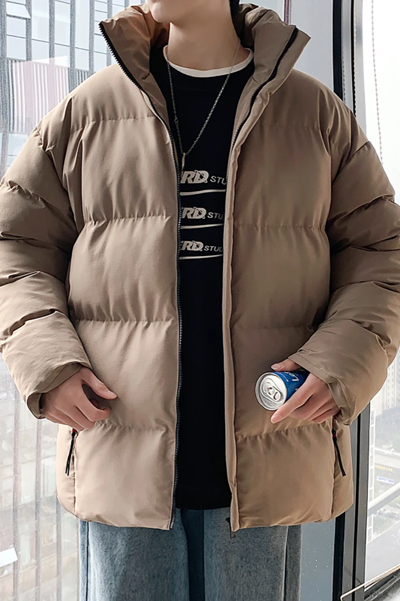 EOENKKY/3 Color Large Size Men's Warm Thicken Jackets Fashion Casual Stand Collar Male Parkas Winter New Unisex Clothing M-5XL