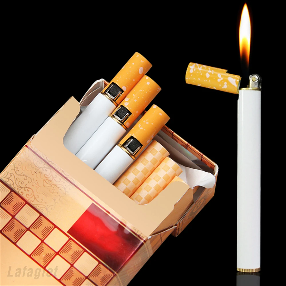 

Мини-зажигалка в форме сигареты, портативное шлифовальное колесо, заправляемая Бутановая газовая зажигалка с пламенем, сигаретная коробка, курительная креативная Подарочная зажигалка