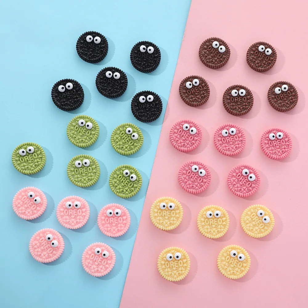 

100pcs 21MM Kawaii Simulation Cute Biscuit Resin Charm Flatback Cabochon Diy Cell Phone Crafts Decoration Jewelry Accessories
