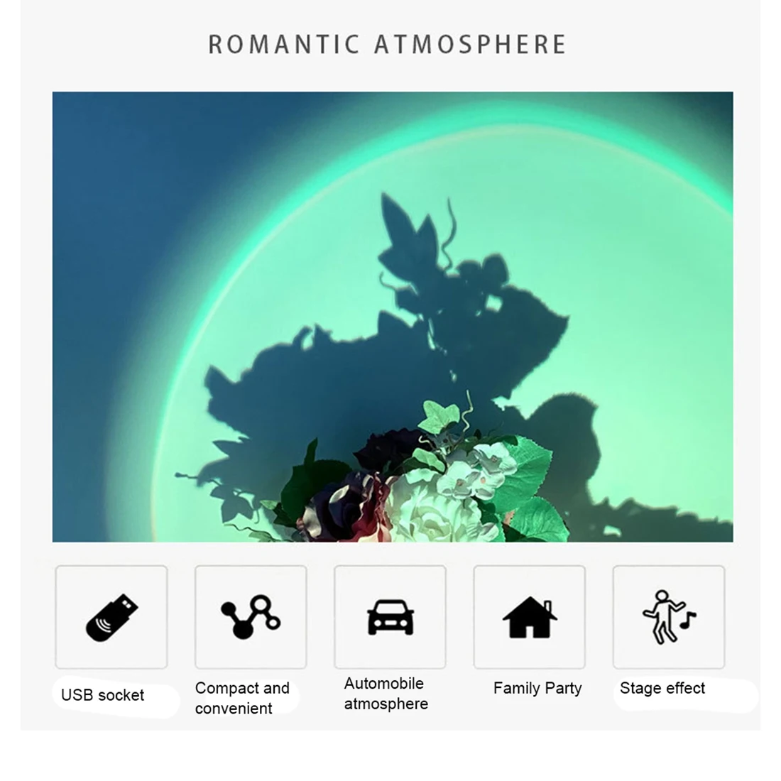 Светодиодная USB лампа заката ночник проектор украшение для дня рождения