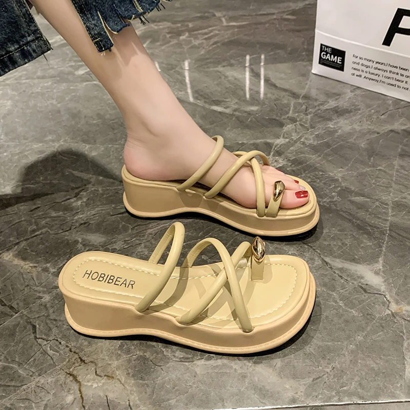 

Шлепанцы женские на платформе и высоком каблуке, сандалии на толстой подошве, сланцы, повседневная Дизайнерская обувь, 2023