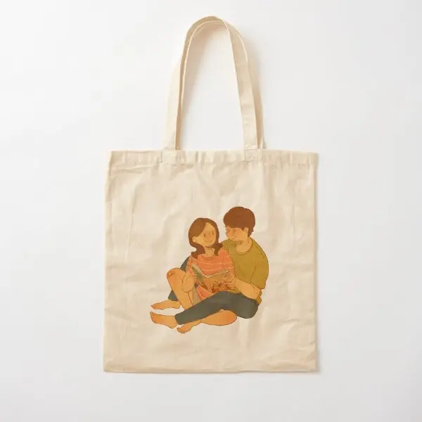 

Were Reading The Love Book Cotton Canvas Bag Handbag Foldable Reusable Fabric Ladies Fashion Casual Shopper Tote Printed