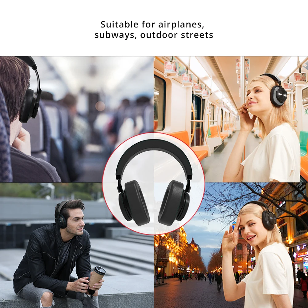 Bluedio T6 Over Ear Headphones ANC Noise Cancelling 57mm Driver Hi-Fi Stereo Wireless Bluetooth-Compatible Headsets with Mic images - 6