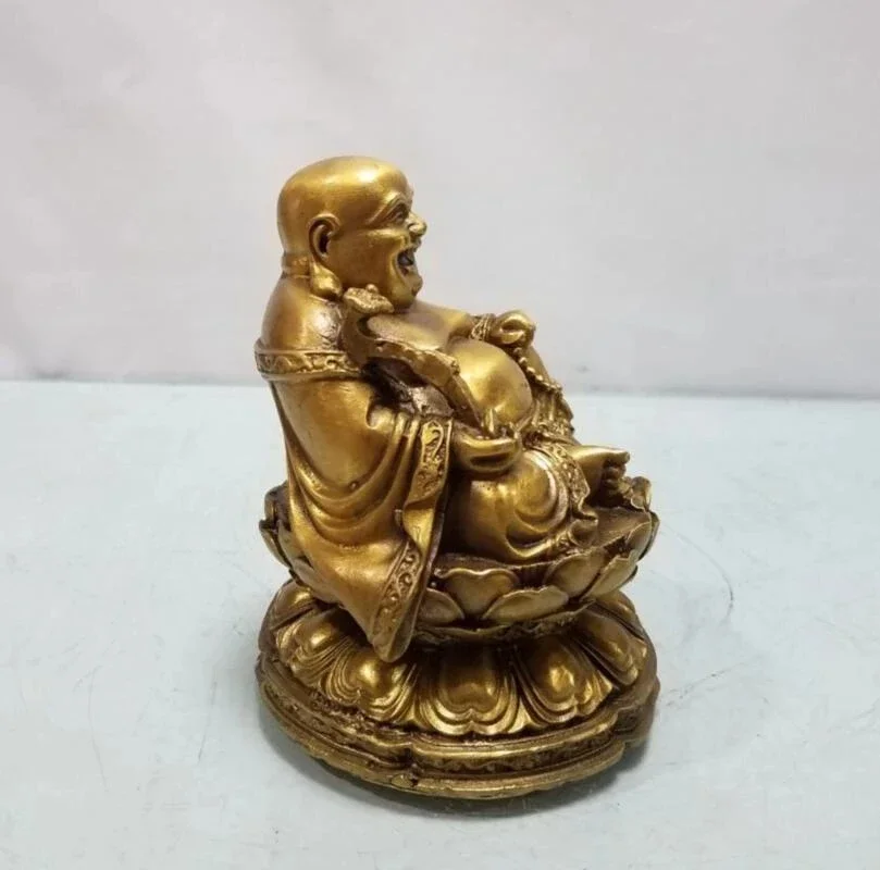Китайская латунная статуя сидения лотоса Майтрея Будды