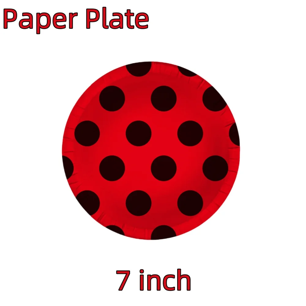 Украшения для дня рождения с божьей коровкой красная и черная посуда вечеринки