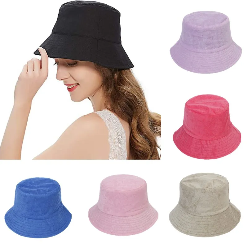 New Unisex Bucket Hats Women Summer Sunscreen Panama Hat Men Solid Color Sunbonnet Outdoor Fisherman Hat Beach Cap