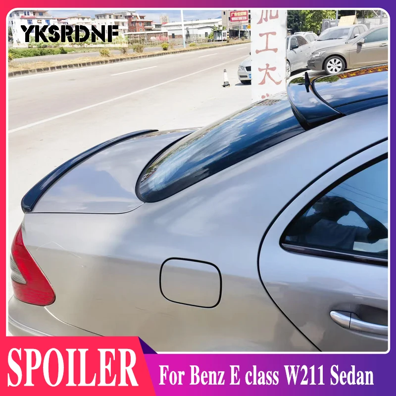 

Use For Benz E class W211 Sedan 2003-2009 Year Roof Spoiler ABS Plastic Carbon Fiber Look Rear Trunk Wing Body Kit Accessories