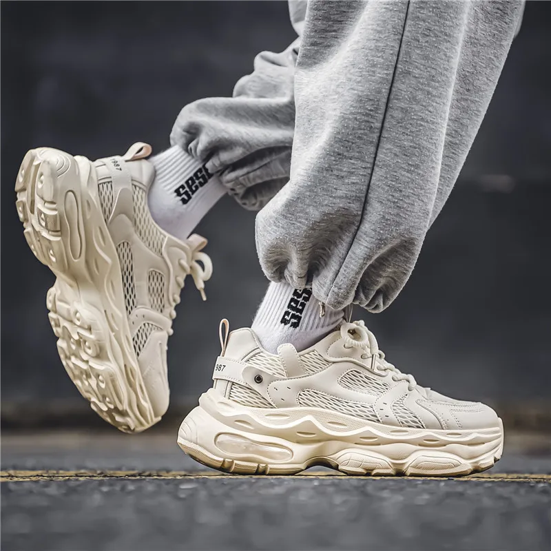 Мужская модная дышащая Спортивная обувь со шнуровкой модный трендовый дизайн