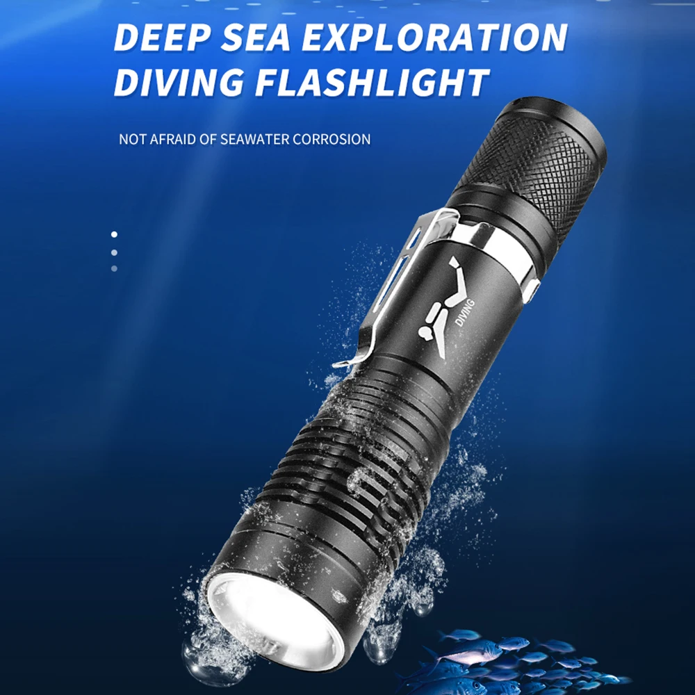 

ZK30 LED Diving Flashlight Lantern Aluminum Alloy LED Waterproof Underwater Scuba Flashlight Torch Light Lamp Diver AAA/18650