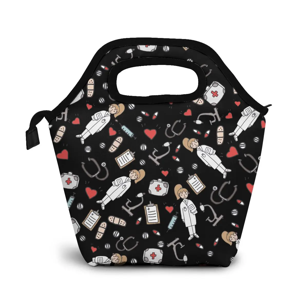 

Insulated Nurse Pattern Print Lunch Bag Thermal Women Picnic Bento Box Thermo Pouch Fresh Keeping Food Container Accessory Items
