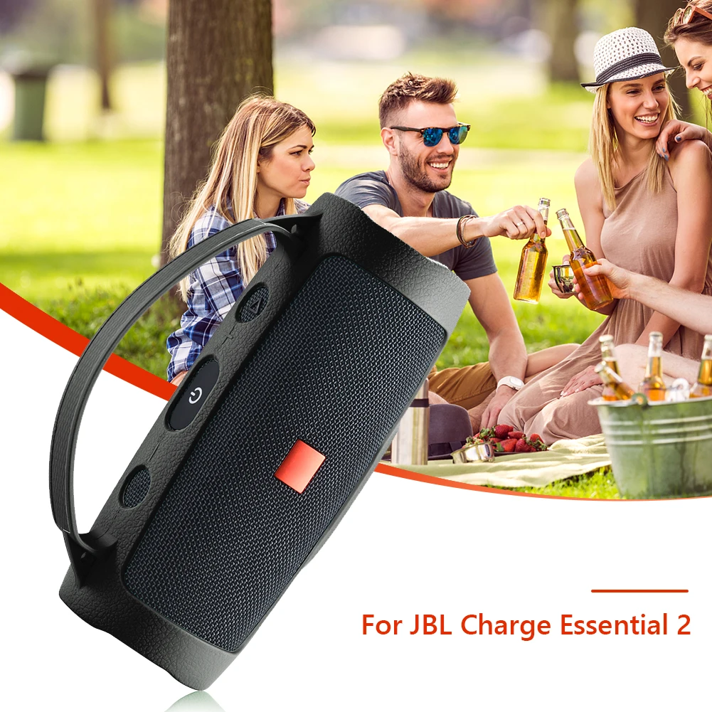 

Silicone Protective Case Cover with Strap Carabiner Waterproof Protective Case Portable Speaker Cover for JBL Charge Essential 2
